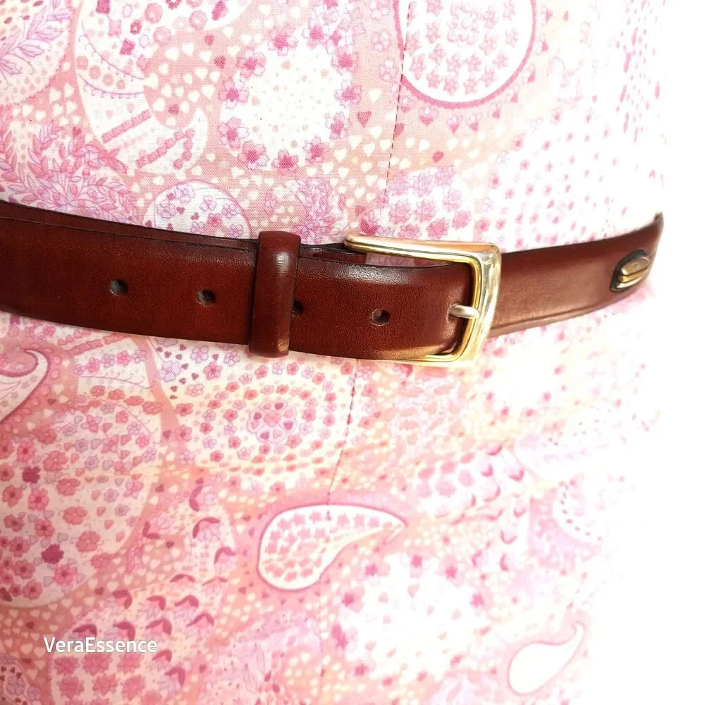 NEW Onyx by Brighton Ranger Belt Mens Size 38 Brown Italian Calfskin VTG